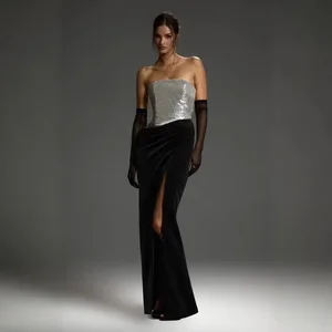 Bettergirl 2026 Ramadan Chest sequin velvet high slit pleated party dress
