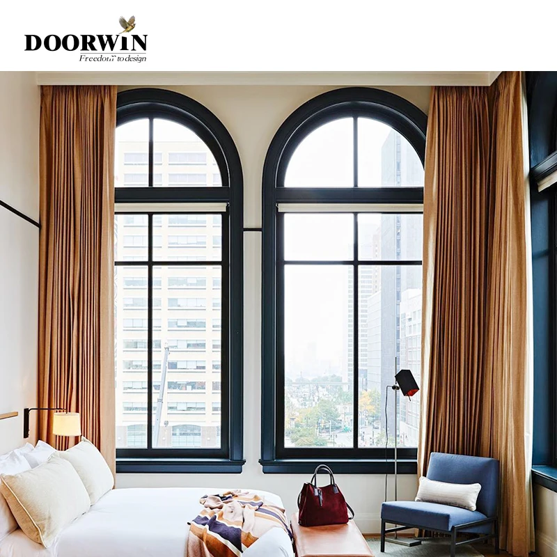 Doorwin Comfortable Custom-made New Design Double Glass Black Arch ...