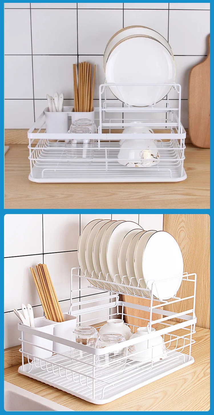 Hot Sell 2 Tier Dish Rack With Removable Large Separable White Plate ...