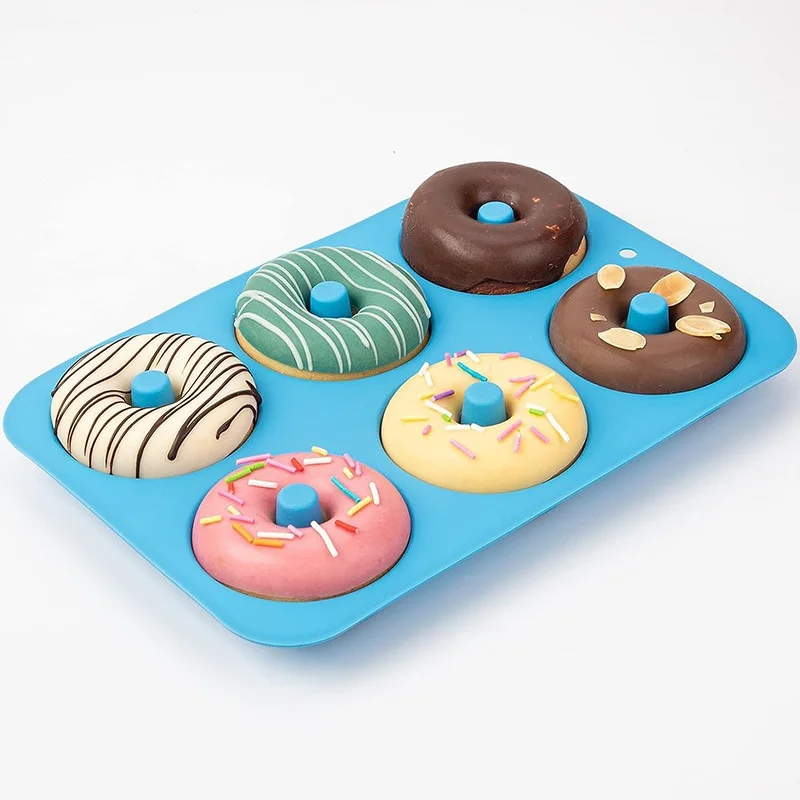Heat Resistant and Microwave Safe 6-Hole Food Grade Silicone Donut Mold Baking Pan for Cake Tools supplier