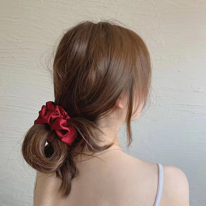 Custom 25 Momme 100% Pure Silk Adjustable Size 4cm Scrunchies Solid Colors Customized Color Oeko-Tex Certified Hair Ties for