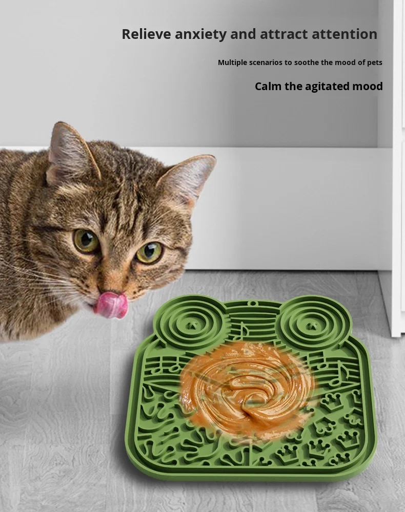 Silicone Pet Pad with Suction Cup Slow Food Training Plate for Anti-Choking & Overflow Prevention Dog & Cat Feeding Bowl details