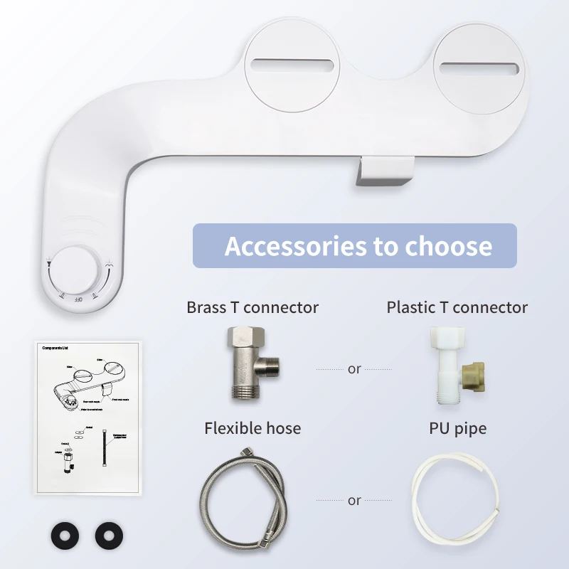 Non-Electric Toilet Bidet Attachment – Left/Right Reversible, Dual Nozzle, Adjustable Pressure, Easy Install