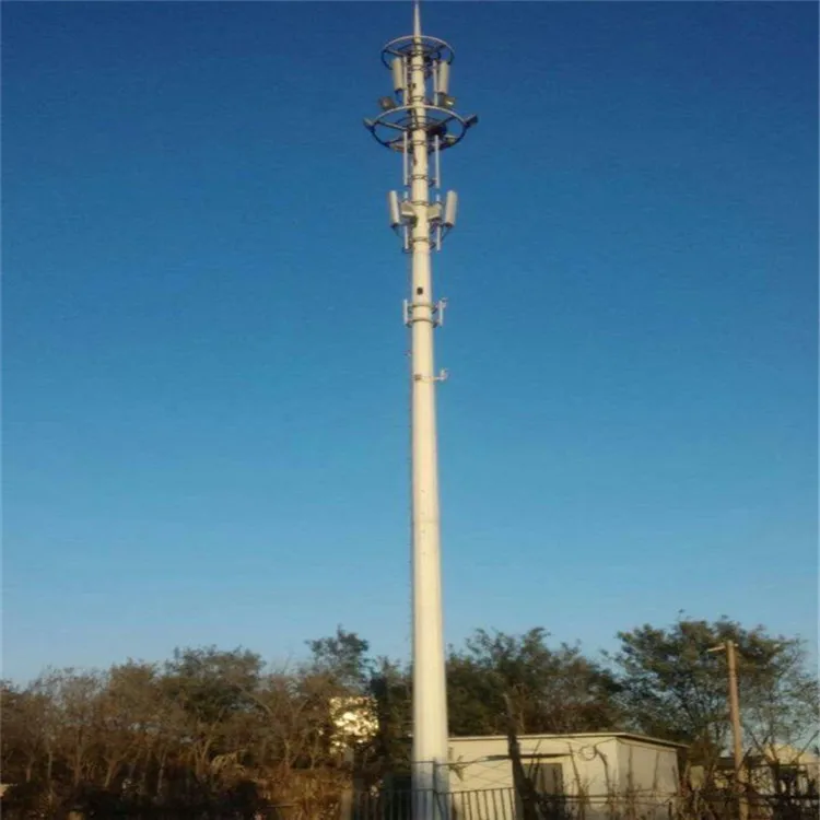 hot dip galvanized telecom 20m high mast steel television microwave communication single pipe steel tower