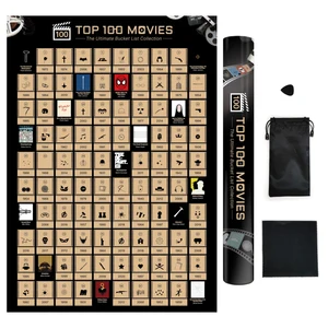New Custom  Top Films of All Time Must See Movies Gift for Movie Lovers 100 Movies Scratch Off Poster Bucket List