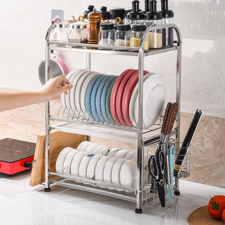 Household Standing 2 Tier Kitchen Multifunction Stainless Steel Dish Drying  Rack - China Household Dish Drying Rack and Kitchen Multifunction Stainless  Steel Dish Rack price