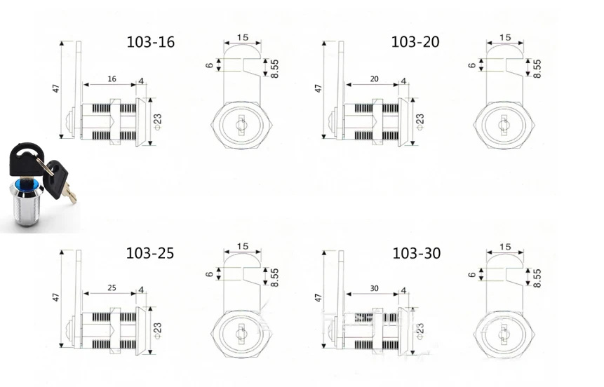 Замок для почтового ящика из цинкового сплава, 16 мм