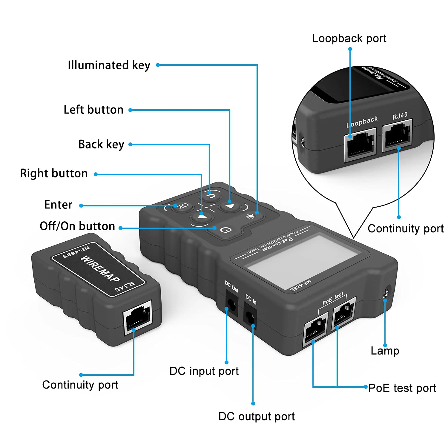 Тестер кабеля poe. Noyafa NF-488. Тестер пое. Network Tester POE. Проверка Ethernet кабеля мультиметром.