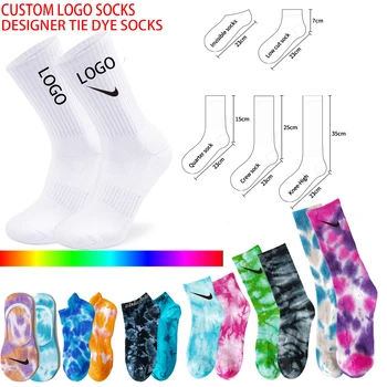 YUELI 2022 ins fashion new custom design logo on socks colorful Tie-dye cotton happy men women socks