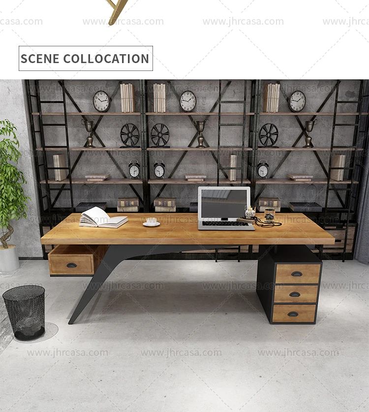 Luxury Gold Office Executive Table Desks Stainless Steel Frame Manager Computer Study Desk