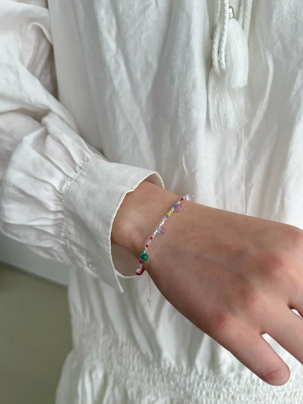 KAKODIY Cheap Colorful Glass Beaded Charm 925 Sterling Silver Women's Adjustable Bracelet Jewelry detail 5