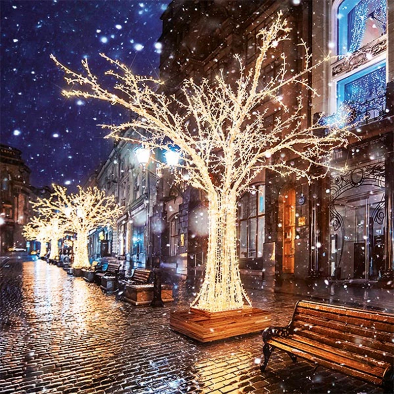 Outdoor LED Bonsai Tree 3D Twig Motif Blue Green Purple Light Emitting IP65 Rated 220V for Christmas Festival Street Decoration