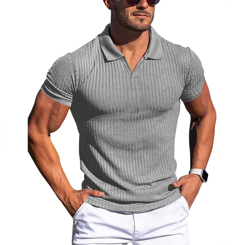 High Quality Breathable Solid Color Slim Fit Casual Sporty Design Men's Short Sleeve Str aperçu 10