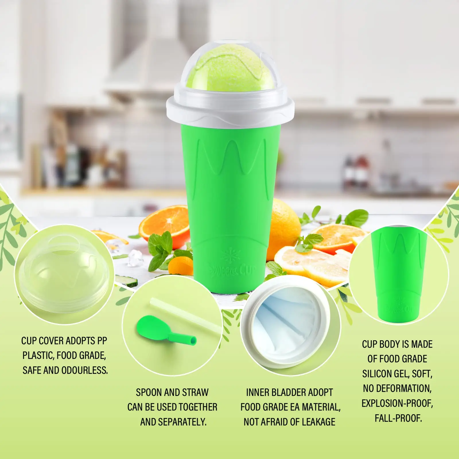 Amazon Hot Sale Slushy Cup Ecofriendly Food Grade Silicone Magic Cup Squeeze Slushie Cup Maker