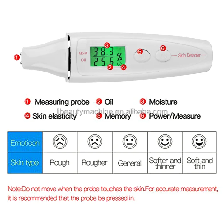 High Sensitive Moisture Water Oil Tester LED Digital Skin Analyzer for Beauty Care For Home Use