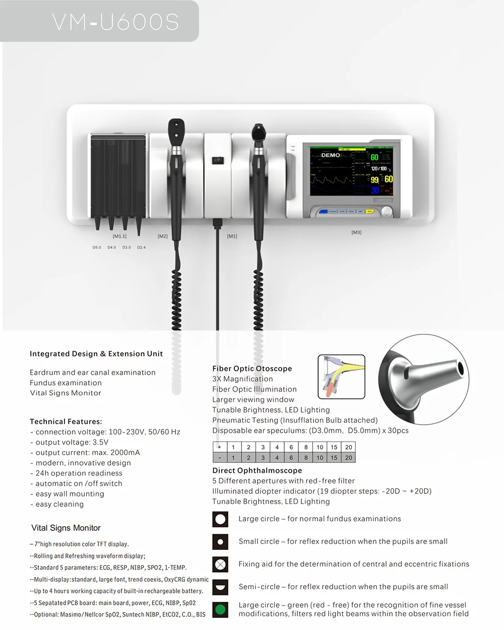Ent Monitor U Series Hospital Medical Integrated Wall Mounted ENT Set Monitor ...