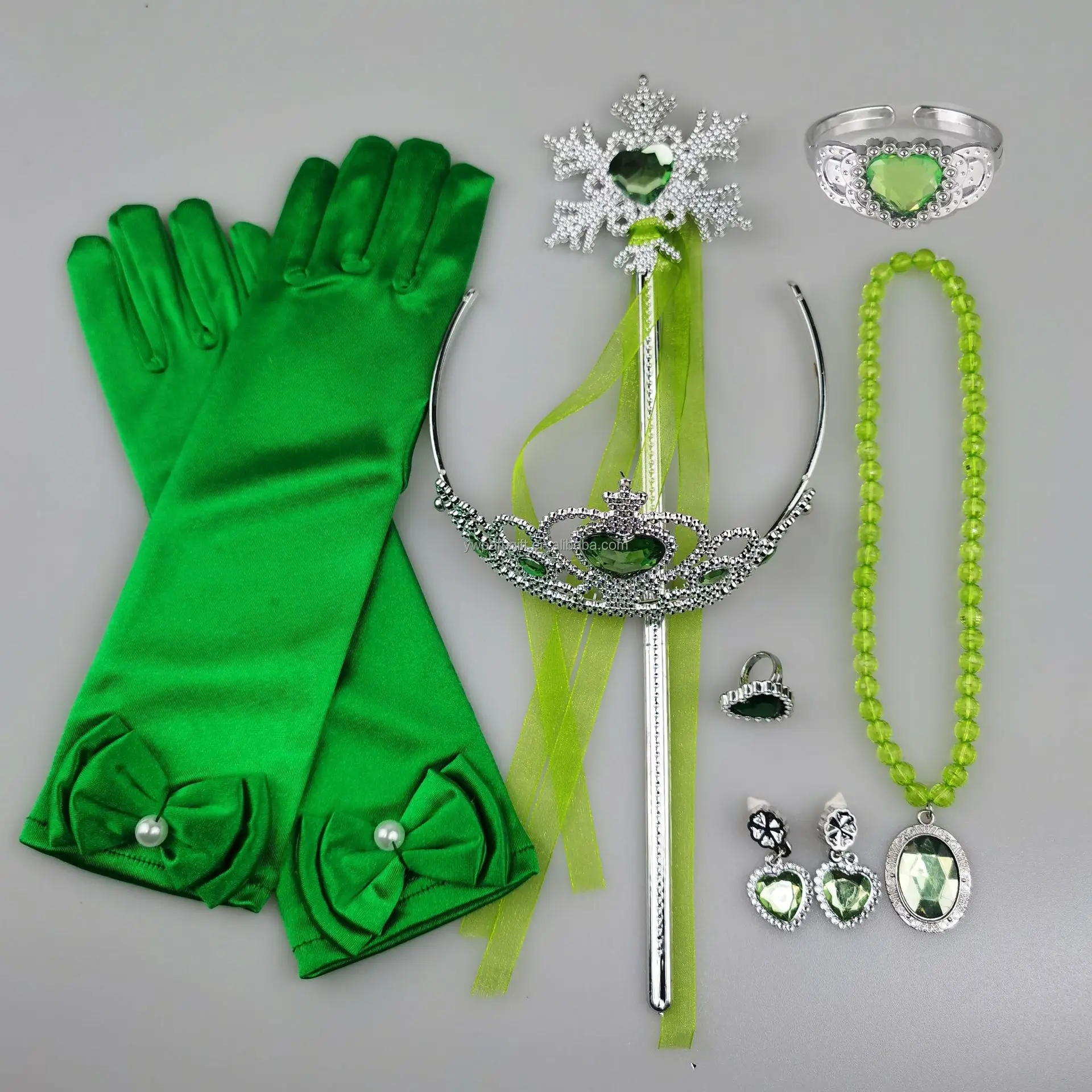 green emerald velvet dress Satin Gloves Princess Dress Up Bows Gloves Long Gloves for –  fancydresswale.com main image 1