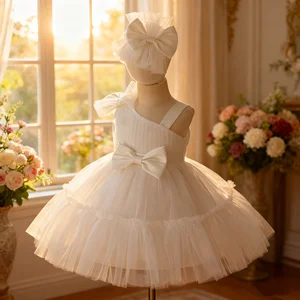 MQATZ New Arrival Princess Dress Girls Pink Tulle Sleeveless Formal Long Knee-Length Summer Polyester ODM Made for Children