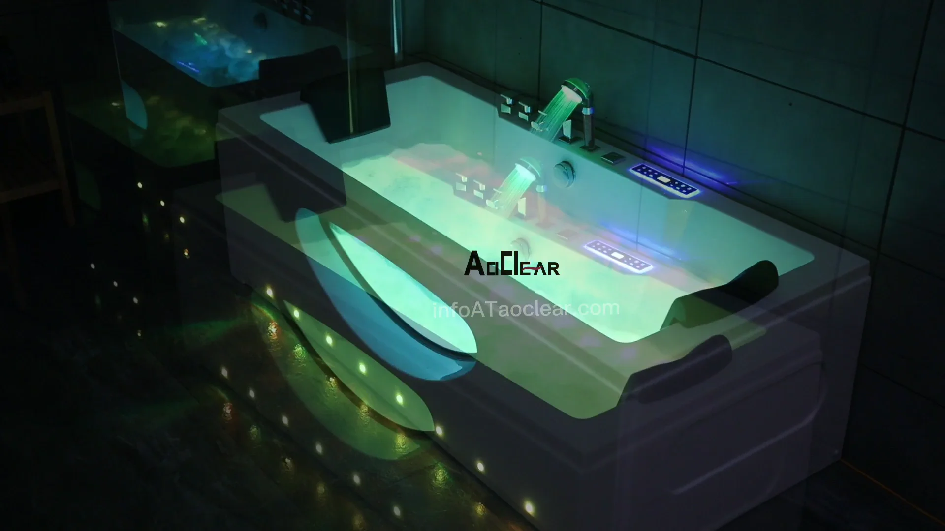 1700mm Luxury White Hydraulic Glass Bathroom Acrylic Whirlpool Bathtub 2 Sided Skirt Bathtub