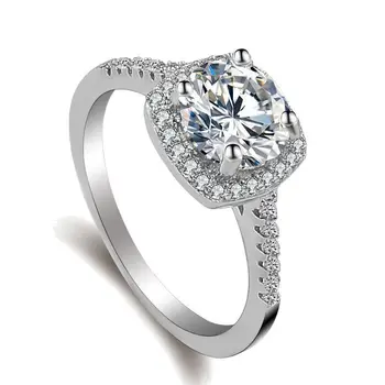 Eight-heart and Eight-arrow Ring Engagement Hand Ornament Female Rectangular Inlaid Zircon Diamond Ring