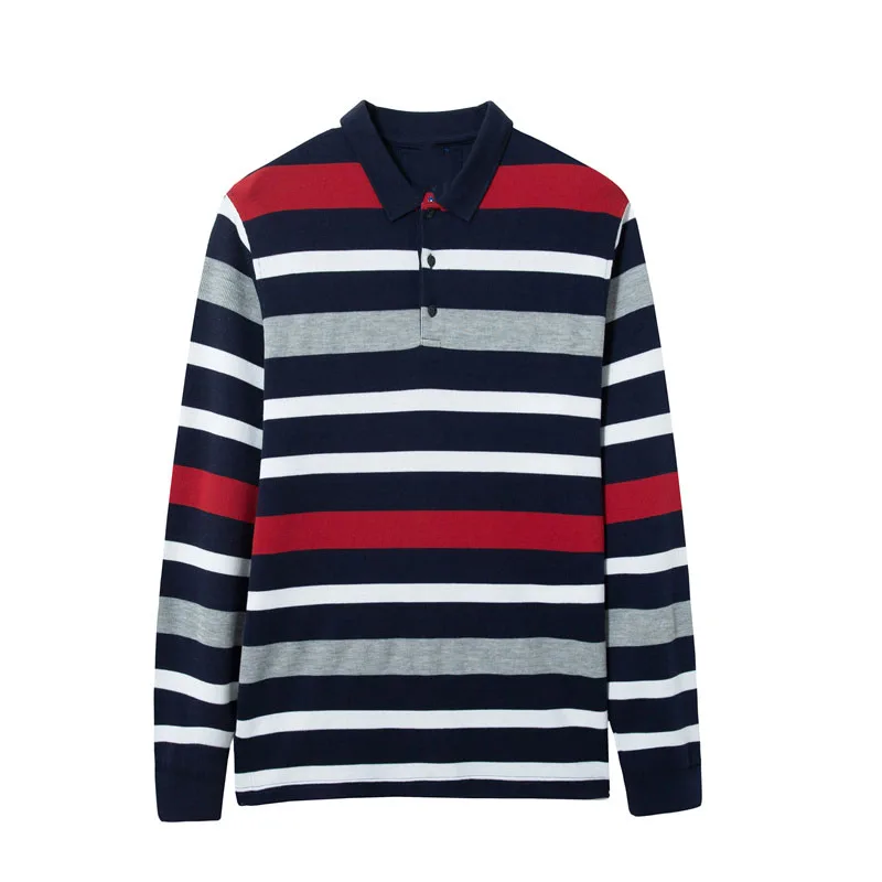 Men Long Sleeve Cotton Golf Tshirt Polo Shirt Stripe For Men Stripe
