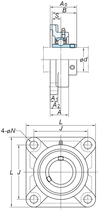 Bloc Palier Auto-alignant UCF 215-48 Avec Bride 4 Trous - 3 Pouces, Marque Octopus