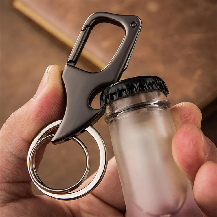 Wedding Silver Gun Color Customize Logo Promotion Gift Metal Beer Bottle Opener Keychain with Mini Knife