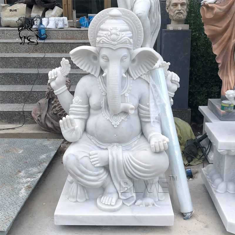 インドの宗教的なガネーシャ彫刻等身大ヒンドゥー教の神白い大理石の 