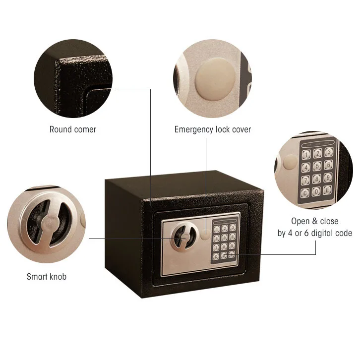 Mini Digital Security Safe Box Electric Steel Password Locker for Money and Valuables