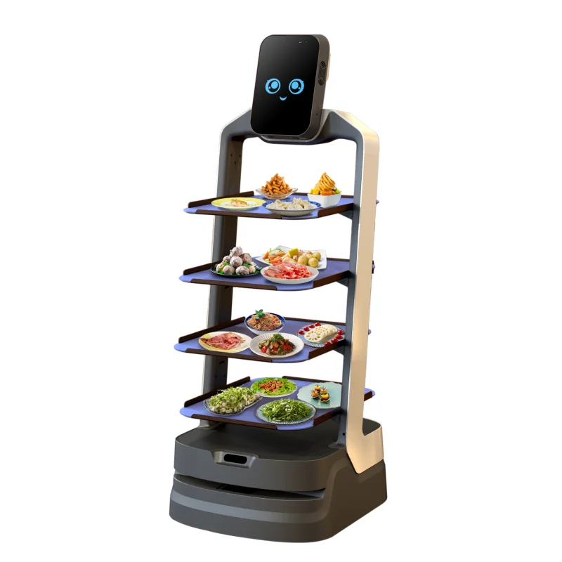 AI Intelligent Human Interactive Food Delivery Service Robots Mall Supermarket in Restaurant Parts Delivery Robot