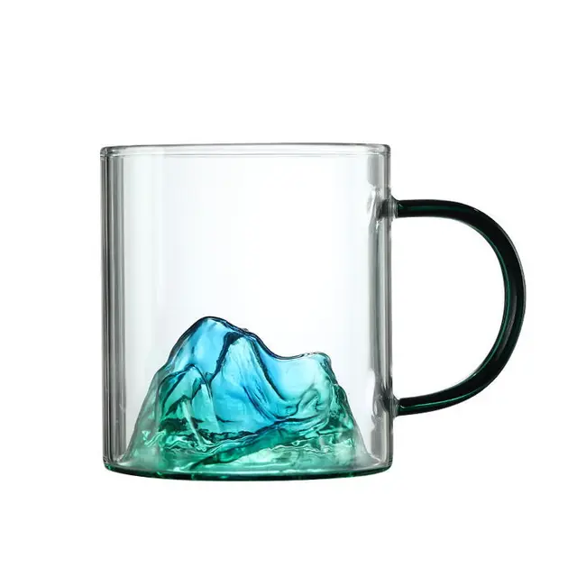 Best Selling Highly Ornamental Green  Viewing Mountain Glass Cup