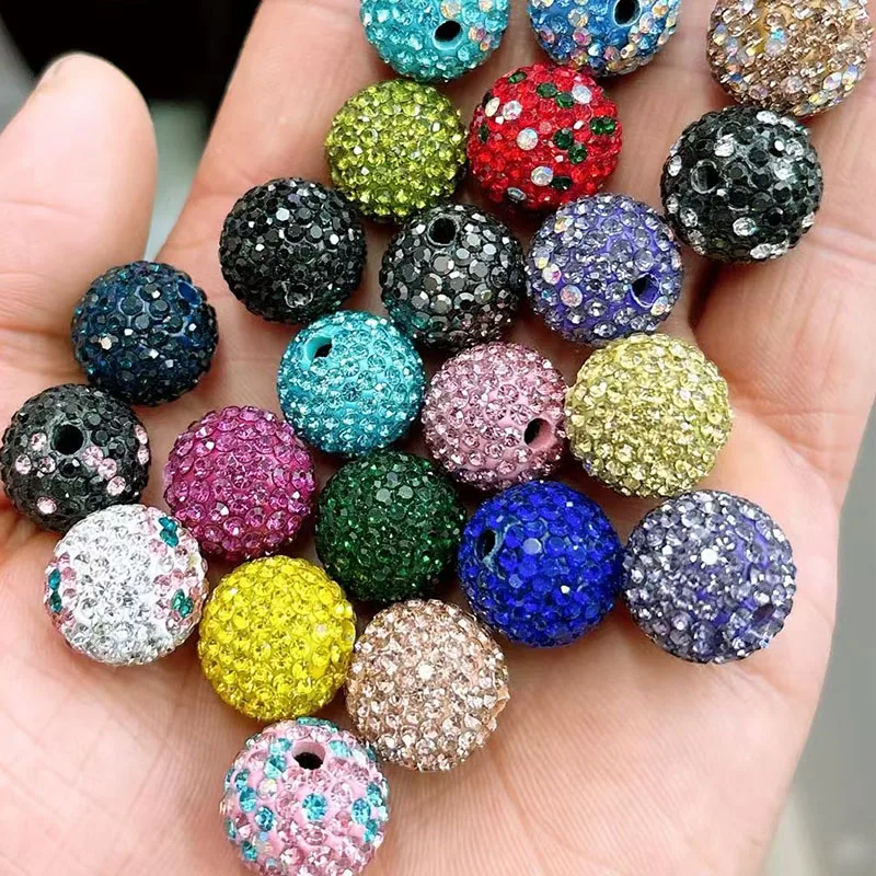 Hot Selling 16mm Rhinestone Beads Shiny Round Disco Ball Beads Fancy Sparkle Crystal Clay Bead for Pen Bracelet Jewelry Making