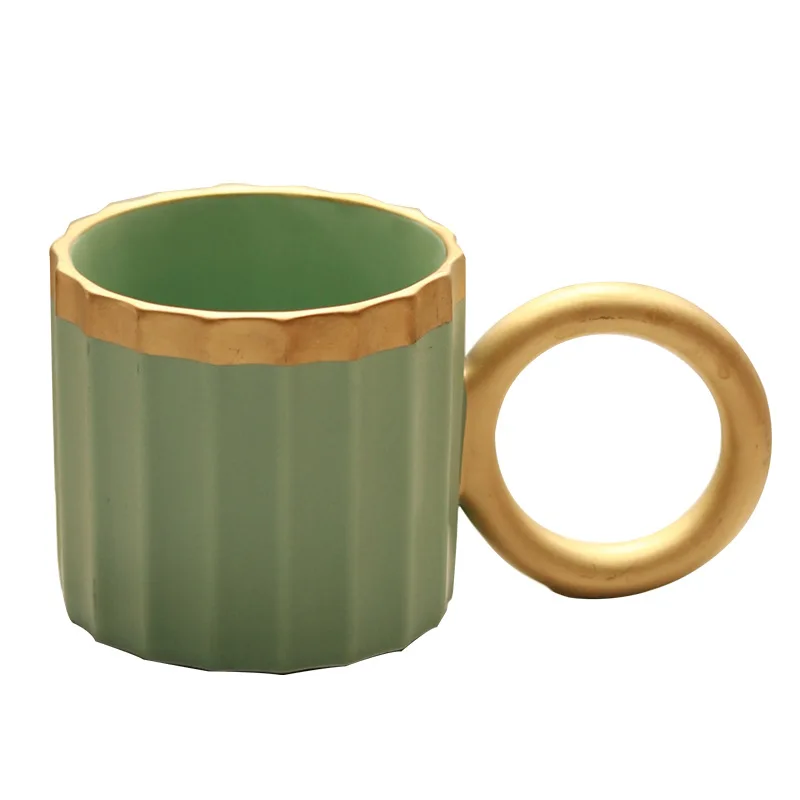Nordic Phnom Penh Vertical Pattern Ceramic Mug Creative Big Ear Coffee Mug