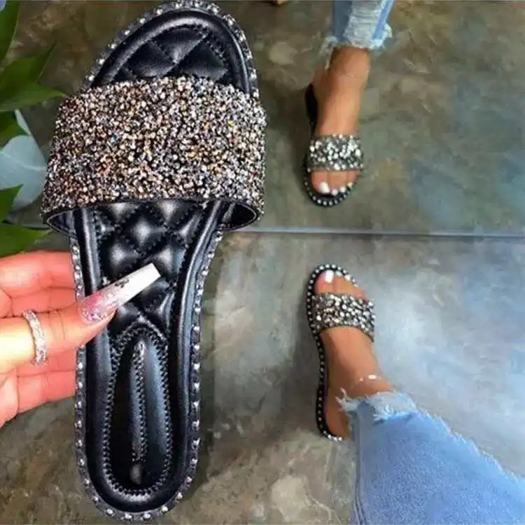 Fashion Ladies Soft PVC snake skin print sole Clear Transparent Flat Jelly Sandals For Women