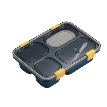 Wholesale Portable Leakproof Microwavable  4 compartments  plastic  lunch box with  transparent lid   bento box  for students