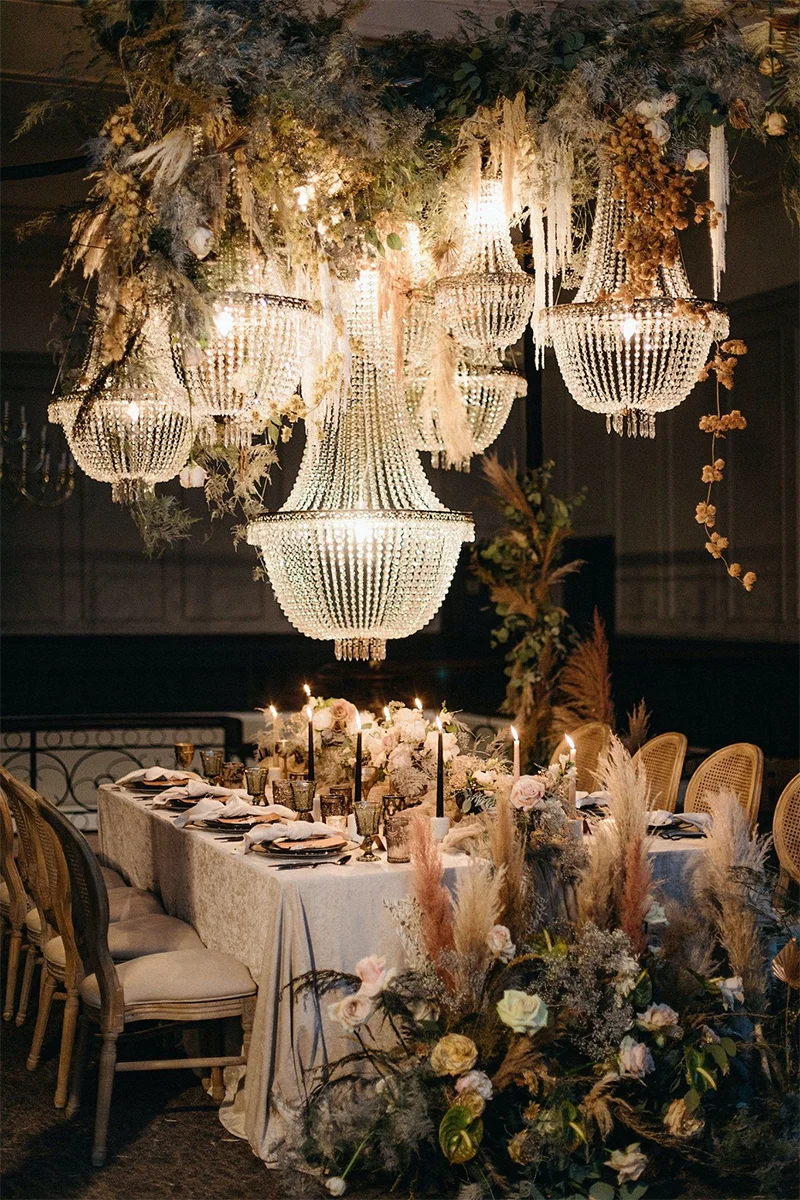 Breathtaking Unique Wedding Decoration Ideas Pendant lights to Brighten Luxury Waterproof Outdoor Wedding Crystal Chandeliers