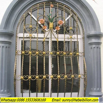 Security Galvanized Steel Fixed Window Grill Design Wrought