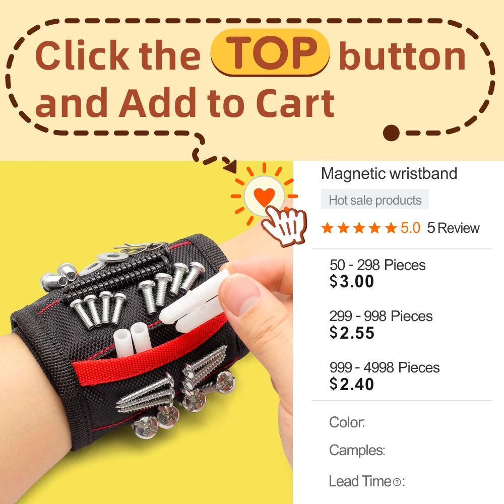 Adjustable Wrist Strap Magnetic tool wristband For Holding Screws Nails Toolsand Other Small Metal Parts