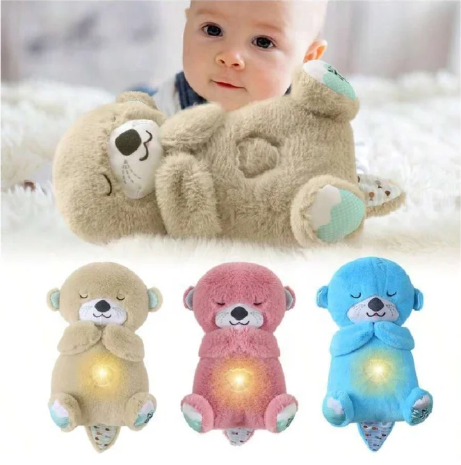 Cute Breathing Otter Plush Toy Bear Sleeping Companion Pillow With ...