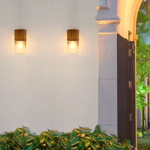 Vertak Modern E27 LED Wall Lamp Waterproof Outdoor Garden Light with Clear Glass and Aluminum Base Wall Mounted