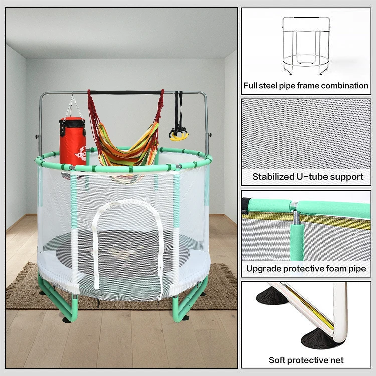 Family Children's Sports Pvc Steel Jumping Power Trampoline For Indoor