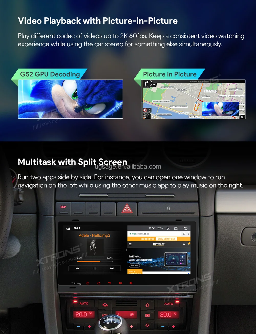 Xtrons For Audi A4 S4 Rs4 Seat Exeo Android Car Radio 8.8" Android 13