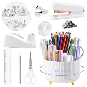 Hot Selling Desktop Office  Stapler Tape Holder Scissors Staple Remover Direct Manufacturer Stationery Set