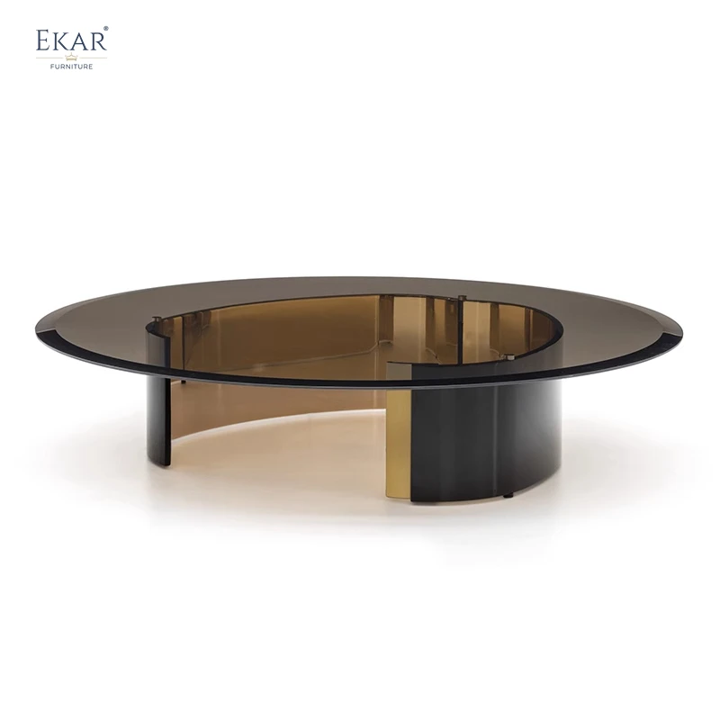 product new design sleek tempered golden glass coffe table living room furniture sets designer coffee table-66