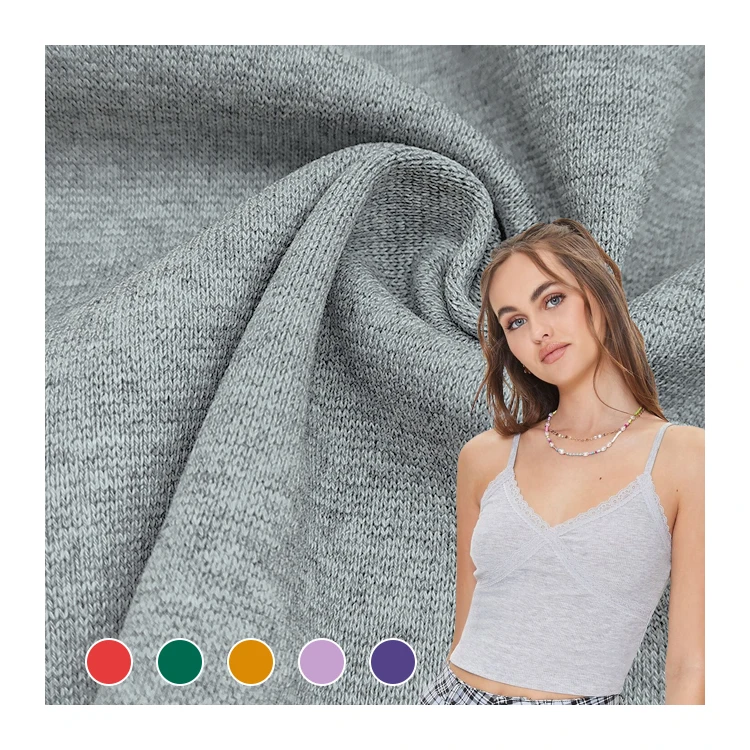 Hot Selling Solid Melange Fabric 95 Cotton 5 Spandex Material 1x1 Knit Rib Fabric for Hoodies