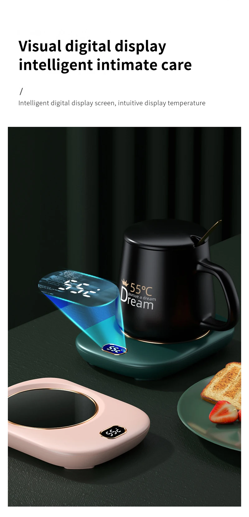 Customized Gift Set Temperature Display Electric Smart Usb Mug Warmer