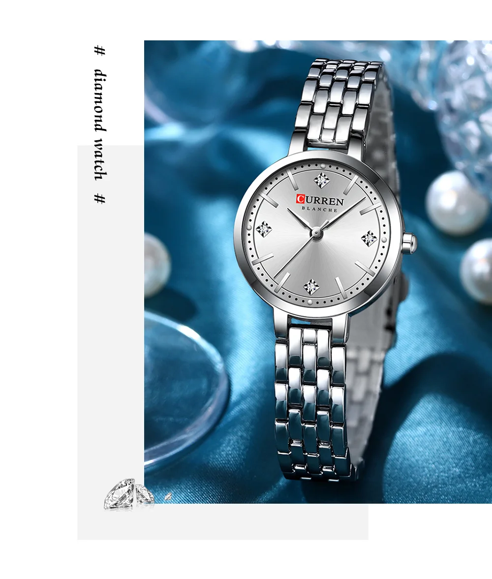 New CURREN 9106 Women Watches Fashion Women Casual Quartz Watch With Stainless Steel Female Clock Waterproof