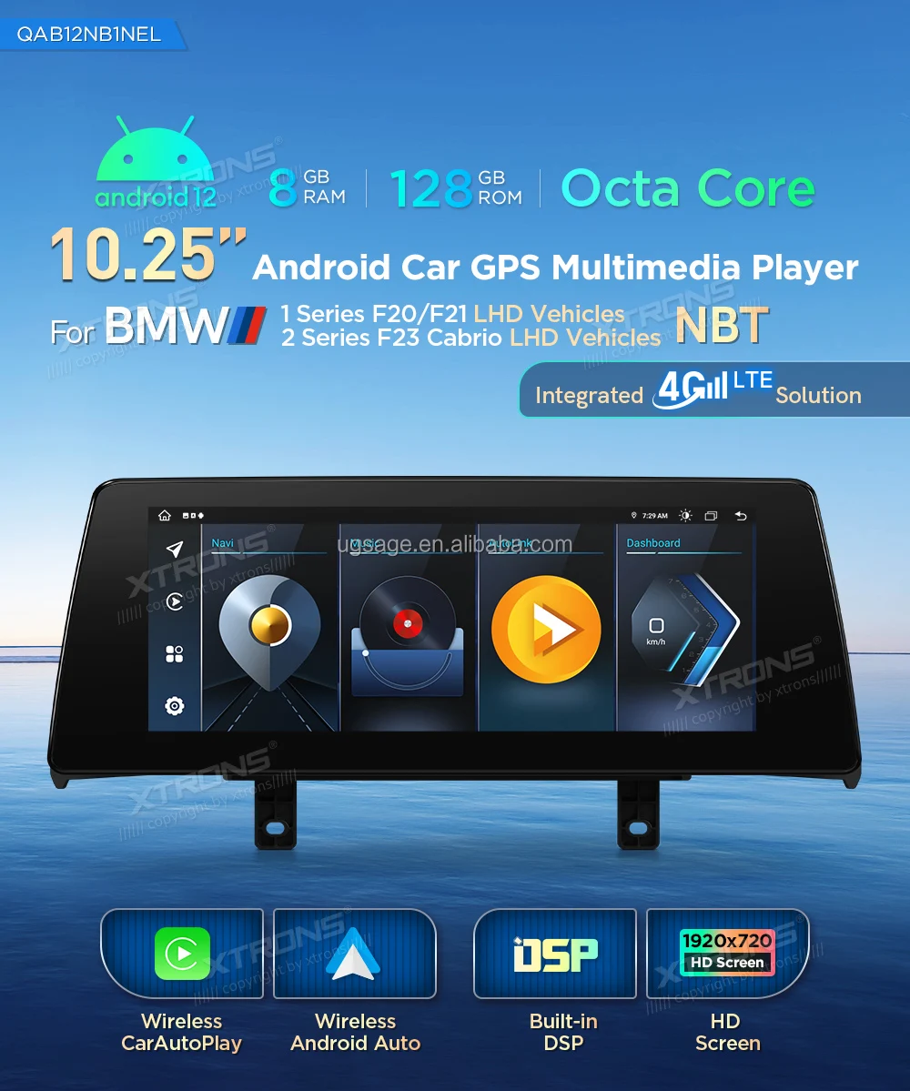 Xtrons 10.25" Touch Car Screen Android 12 8+128g Car Stereo Multimedia