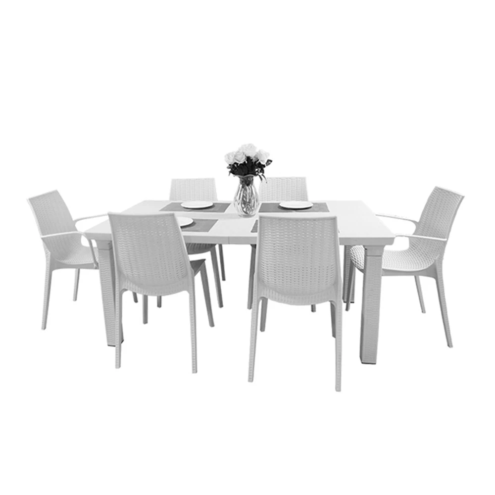 Высококачественный расширяющийся обеденный стол для сада в скандинавском стиле, наборы на 6 мест