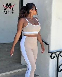 Custom Private Label Lightweight Elastic Ribbed Seamless Yoga Sets Plus Size Waterproof Feature Solid Pattern for Summer